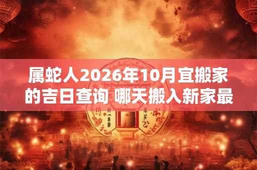 属蛇人2026年10月宜搬家的吉日查询 哪天搬入新家最吉利