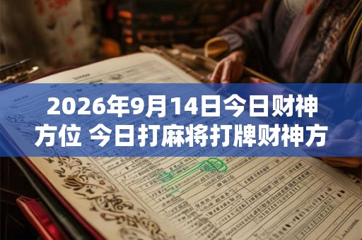 2026年9月14日今日财神方位 今日打麻将打牌财神方位