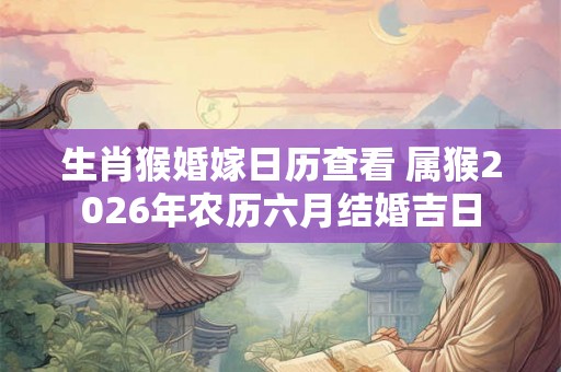 生肖猴婚嫁日历查看 属猴2026年农历六月结婚吉日