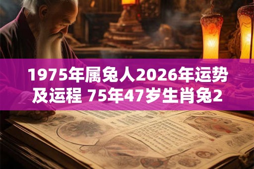 1975年属兔人2026年运势及运程 75年47岁生肖兔2026年每月运势