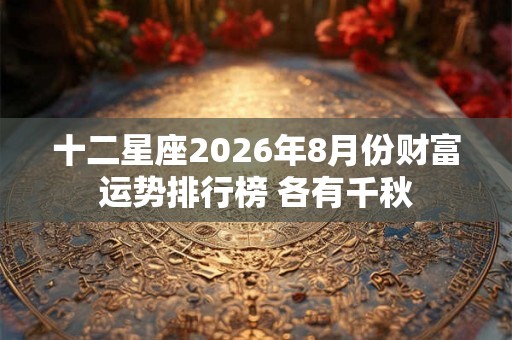 十二星座2026年8月份财富运势排行榜 各有千秋