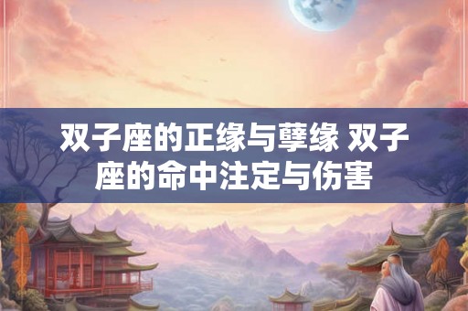 双子座的正缘与孽缘 双子座的命中注定与伤害