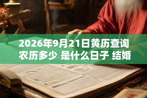 2026年9月21日黄历查询 农历多少 是什么日子 结婚吉时