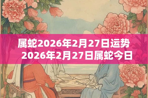 属蛇2026年2月27日运势  2026年2月27日属蛇今日运势