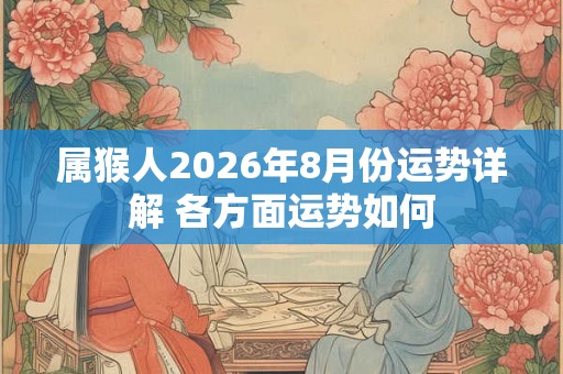 属猴人2026年8月份运势详解 各方面运势如何