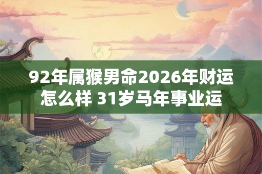 92年属猴男命2026年财运怎么样 31岁马年事业运 92年属猴男命2026年财运怎么样 31岁马年事业运