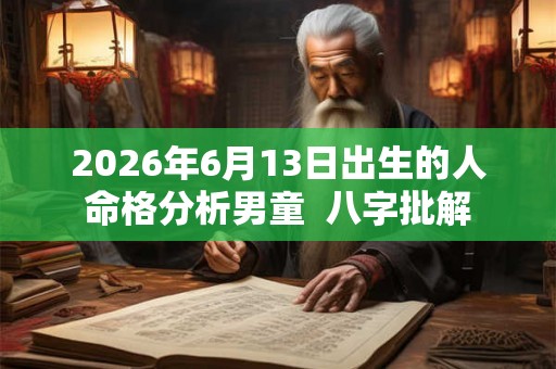 2026年6月13日出生的人命格分析男童  八字批解