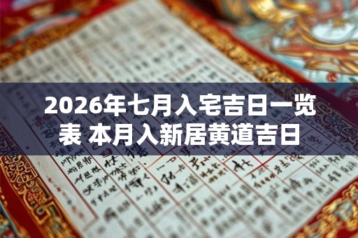2026年七月入宅吉日一览表 本月入新居黄道吉日