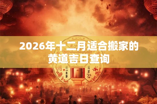 2026年十二月适合搬家的黄道吉日查询 2026年十二月适合搬家的黄道吉日查询