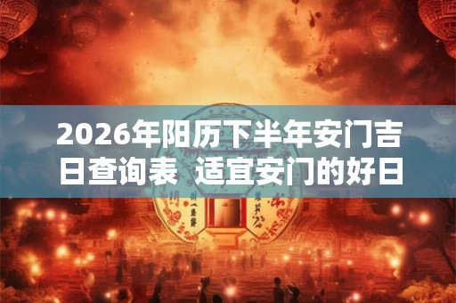 2026年阳历下半年安门吉日查询表 适宜安门的好日子 2026年阳历下半年安门吉日查询表 适宜安门的好日子