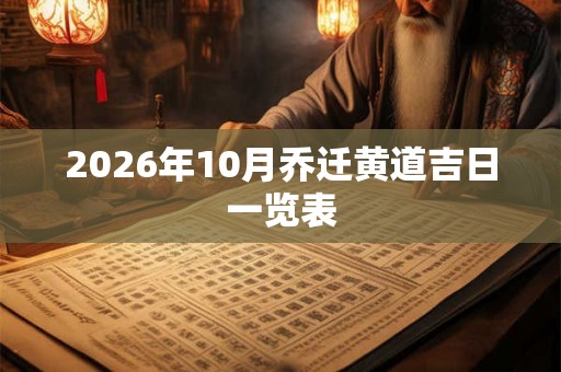 2026年10月乔迁黄道吉日一览表