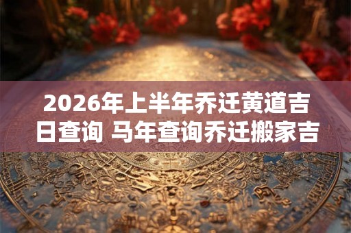 2026年上半年乔迁黄道吉日查询 马年查询乔迁搬家吉日免费