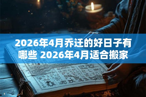 2026年4月乔迁的好日子有哪些 2026年4月适合搬家吗