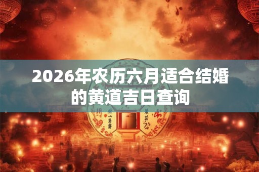 2026年农历六月适合结婚的黄道吉日查询