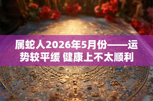 属蛇人2026年5月份——运势较平缓 健康上不太顺利 属蛇人2026年5月份——运势较平缓 健康上不太顺利