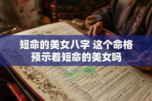 短命的美女八字 这个命格预示着短命的美女吗