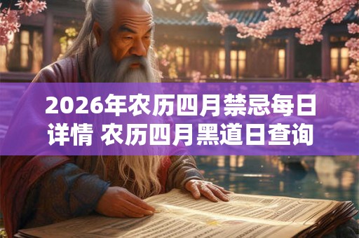 2026年农历四月禁忌每日详情 农历四月黑道日查询