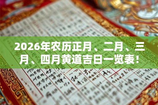 2026年农历正月、二月、三月、四月黄道吉日一览表! 2026年农历正月、二月、三月、四月黄道吉日一览表!