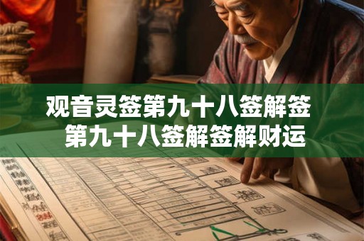 观音灵签第九十八签解签  第九十八签解签解财运