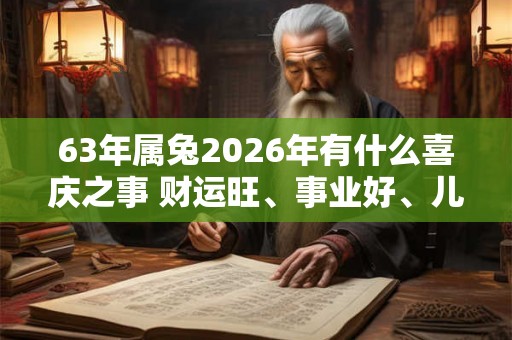 63年属兔2026年有什么喜庆之事 财运旺、事业好、儿女成家