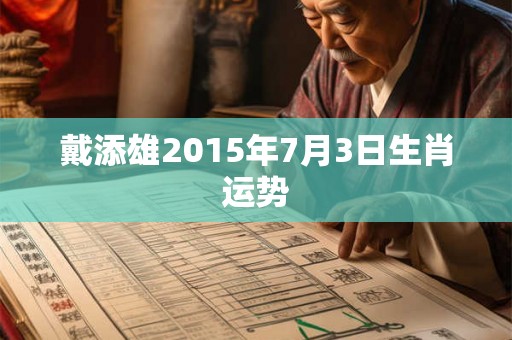 戴添雄2015年7月3日生肖运势