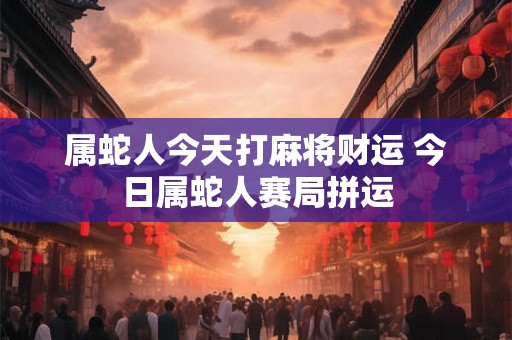 属蛇人今天打麻将财运 今日属蛇人赛局拼运