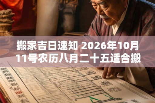 搬家吉日速知 2026年10月11号农历八月二十五适合搬家吗