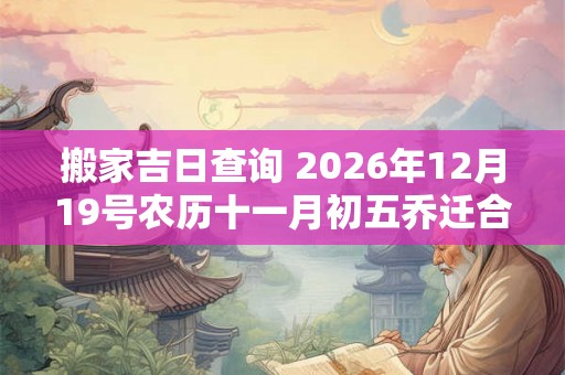 搬家吉日查询 2026年12月19号农历十一月初五乔迁合时宜吗 搬家吉日查询 2026年12月19号农历十一月初五乔迁合时宜吗