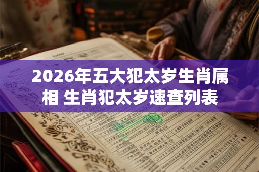 2026年五大犯太岁生肖属相 生肖犯太岁速查列表 2026年五大犯太岁生肖属相 生肖犯太岁速查列表