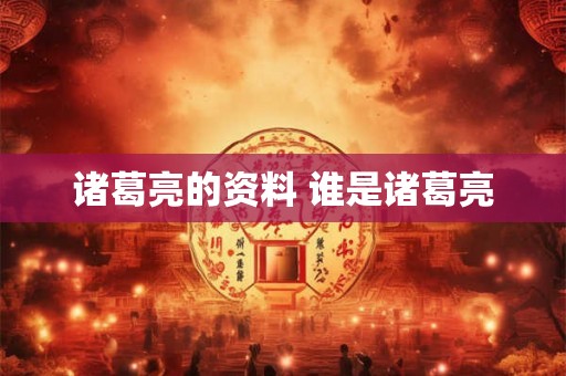 诸葛亮的资料 谁是诸葛亮