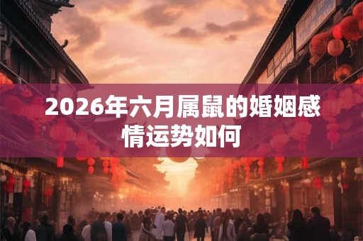 2026年六月属鼠的婚姻感情运势如何
