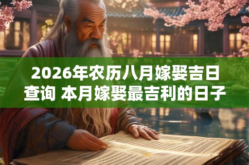 2026年农历八月嫁娶吉日查询 本月嫁娶最吉利的日子是哪天