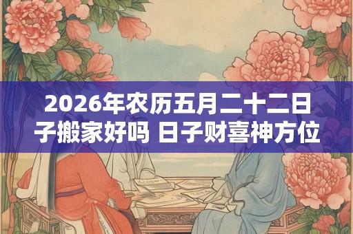 2026年农历五月二十二日子搬家好吗 日子财喜神方位