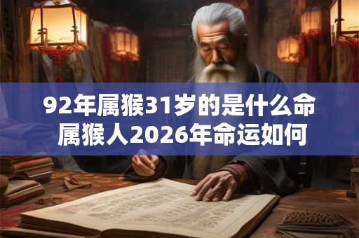 92年属猴31岁的是什么命 属猴人2026年命运如何 92年属猴31岁的是什么命 属猴人2026年命运如何