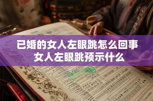已婚的女人左眼跳怎么回事  女人左眼跳预示什么