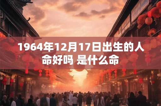 1964年12月17日出生的人命好吗 是什么命 1964年12月17日出生的人命好吗 是什么命