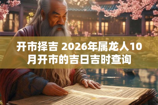 开市择吉 2026年属龙人10月开市的吉日吉时查询 开市择吉 2026年属龙人10月开市的吉日吉时查询