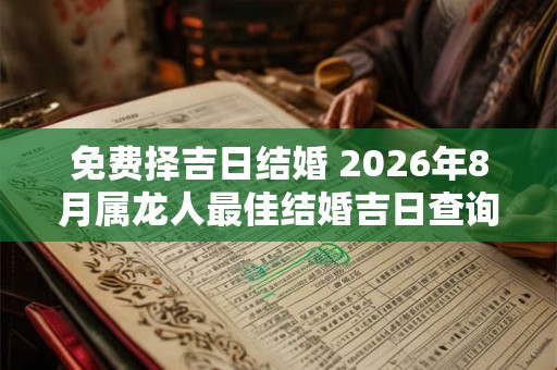 免费择吉日结婚 2026年8月属龙人最佳结婚吉日查询