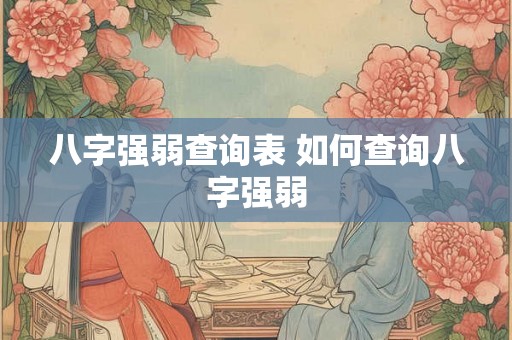 八字强弱查询表 如何查询八字强弱