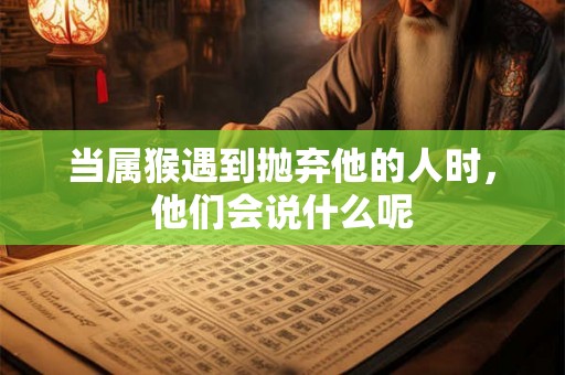 当属猴遇到抛弃他的人时，他们会说什么呢