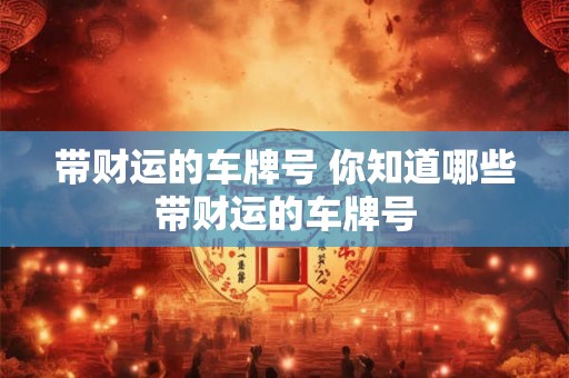 带财运的车牌号 你知道哪些带财运的车牌号