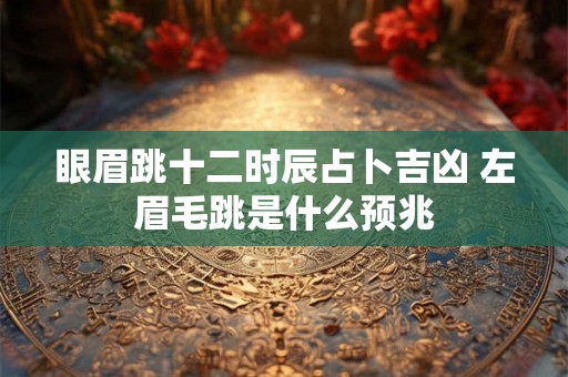 眼眉跳十二时辰占卜吉凶 左眉毛跳是什么预兆