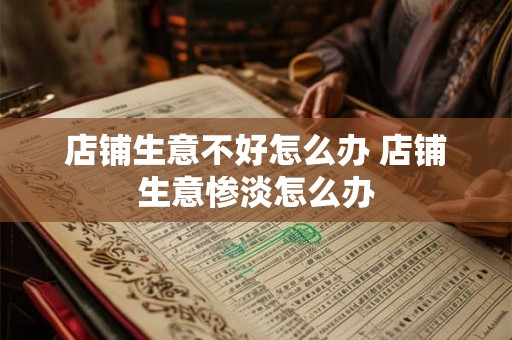 店铺生意不好怎么办 店铺生意惨淡怎么办 店铺生意不好怎么办 店铺生意惨淡怎么办