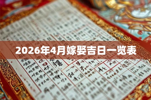 2026年4月嫁娶吉日一览表