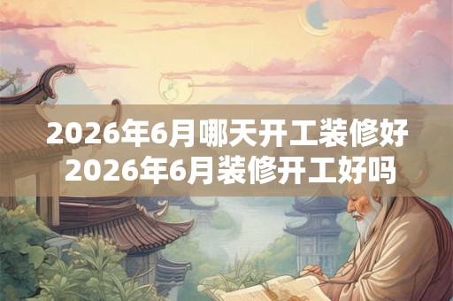 2026年6月哪天开工装修好 2026年6月装修开工好吗