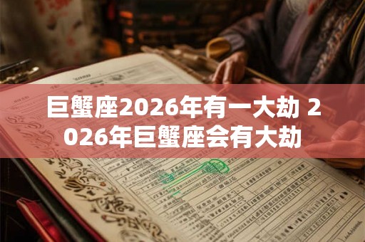 巨蟹座2026年有一大劫 2026年巨蟹座会有大劫