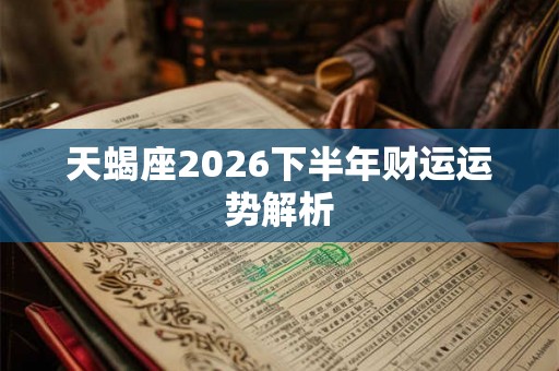 天蝎座2026下半年财运运势解析