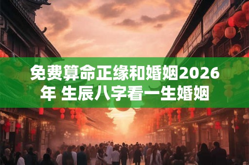 免费算命正缘和婚姻2026年 生辰八字看一生婚姻