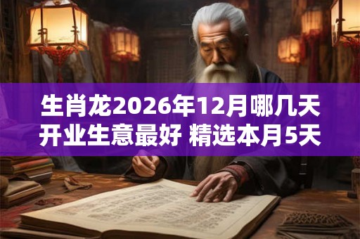 生肖龙2026年12月哪几天开业生意最好 精选本月5天开业吉日 生肖龙2026年12月哪几天开业生意最好 精选本月5天开业吉日