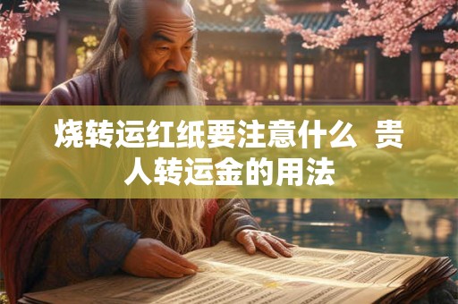 烧转运红纸要注意什么  贵人转运金的用法